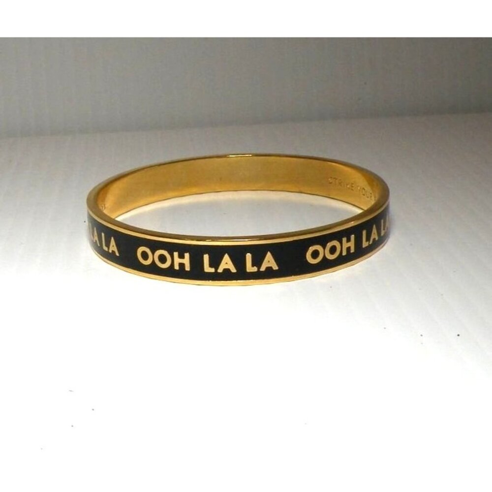 Kate Spade New York "Ooh La La" Gold & Black Bangle Bracelet With Pouch